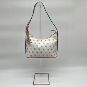 DOONEY & BOURKE Rainbow Monogram Leather Shoulder Bag with Rare Heart Hangtag